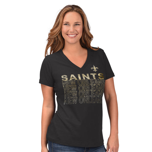 New Orleans Saints G-III Womens Bootleg Fade T-Shirt - Black