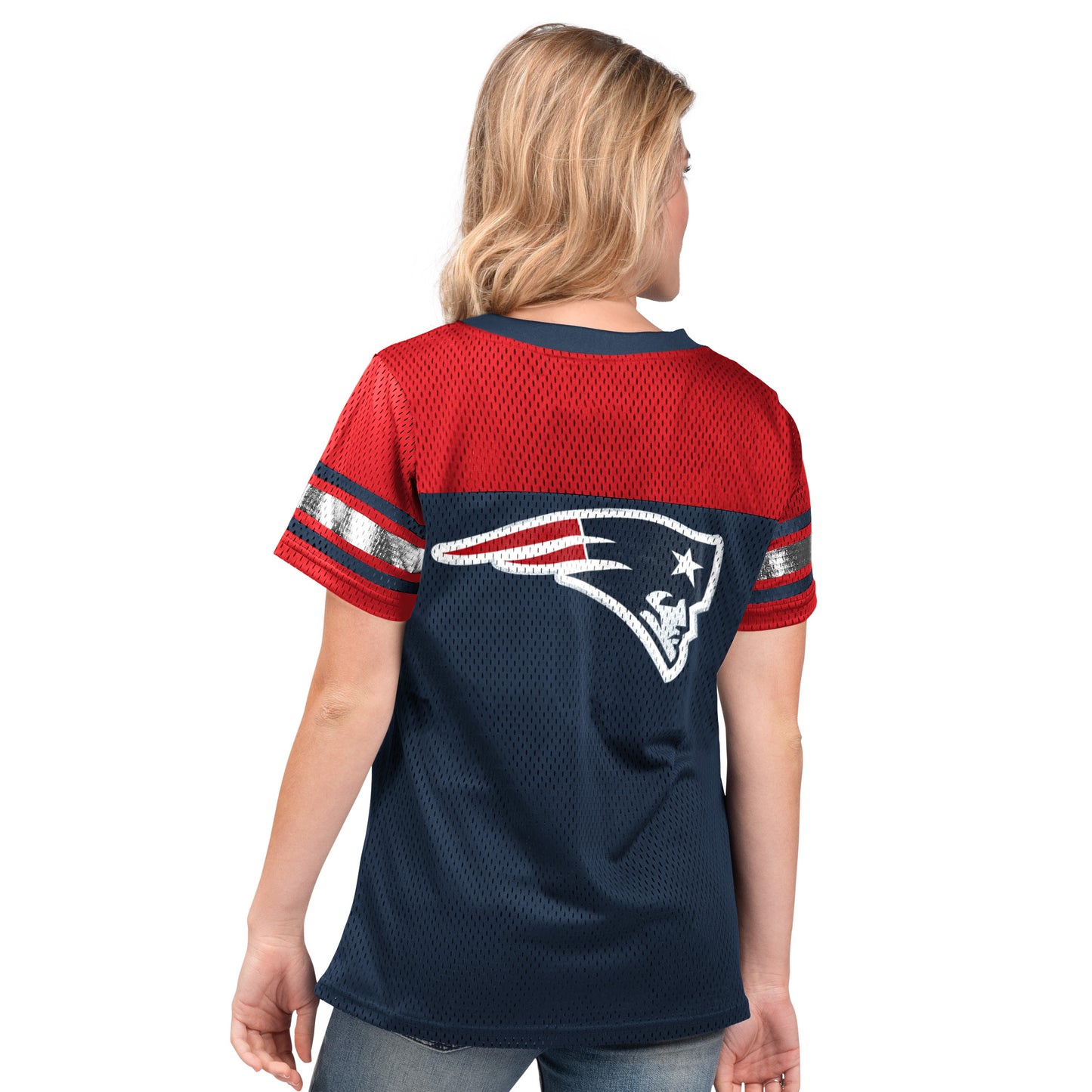 New England Patriots G-III 4th Down Women's Mesh T-Shirt -Blue