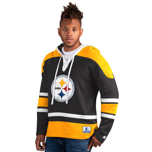 Pittsburgh Steelers Starter Timeout Lace Up Hockey Pullover Hooded Sweat Shirt