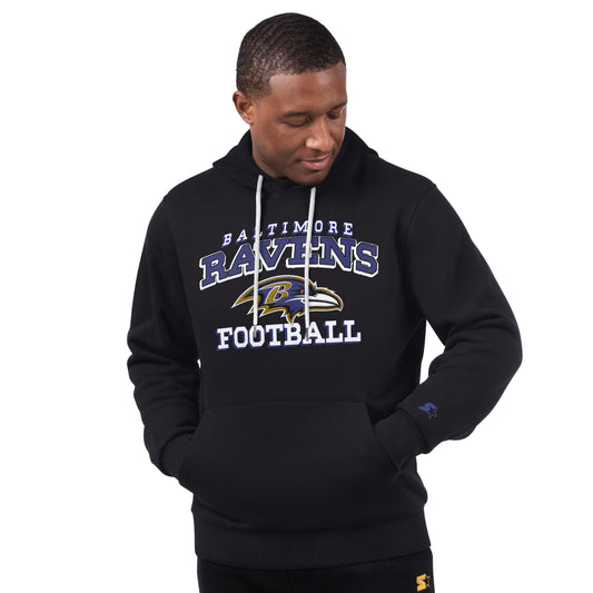 Baltimore Ravens Starter Hand Off Pull Over Hoodie - Black