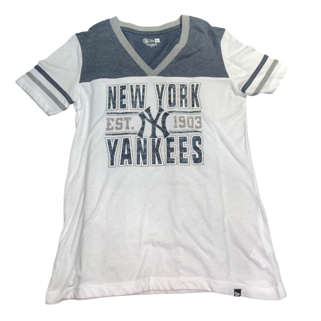 New York Yankees new Era Throwback Color Block  V-neck Women's T-Shirt
