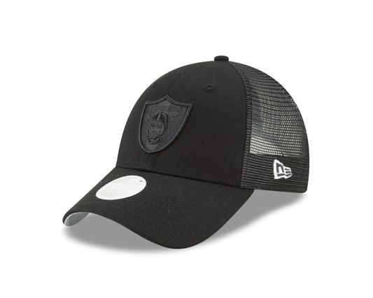 Las Vegas Raiders Womens Faded Trucker 9TWENTY Adjustable Hat - Black