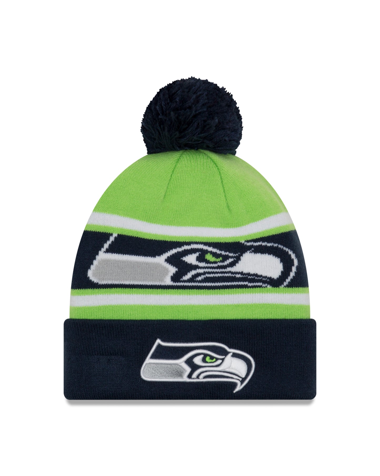 Seattle Seahawks  New Era Sport Knit Call Out Cuffed Pom Knit Hat - Green / Blue
