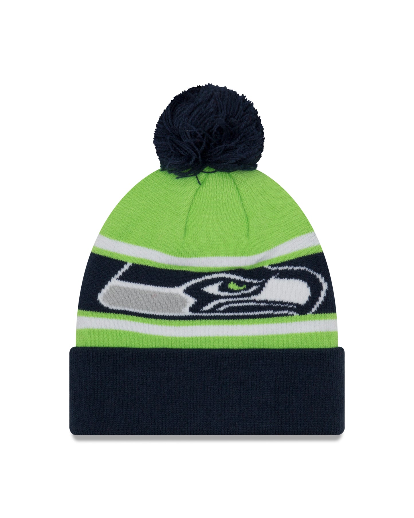 Seattle Seahawks  New Era Sport Knit Call Out Cuffed Pom Knit Hat - Green / Blue
