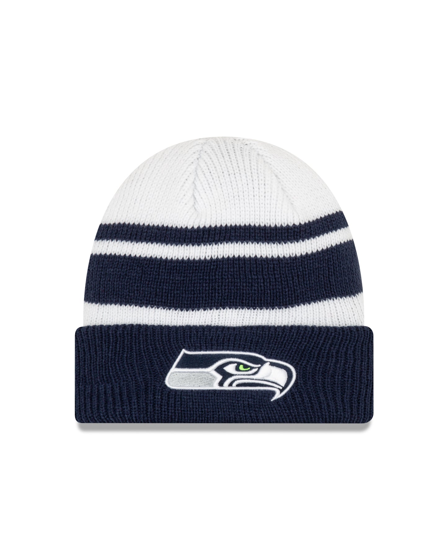Seattle Seahawks New Era Navy / White Knit Cozy Cuffed Knit Hat