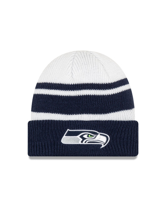 Seattle Seahawks New Era Navy / White Knit Cozy Cuffed Knit Hat