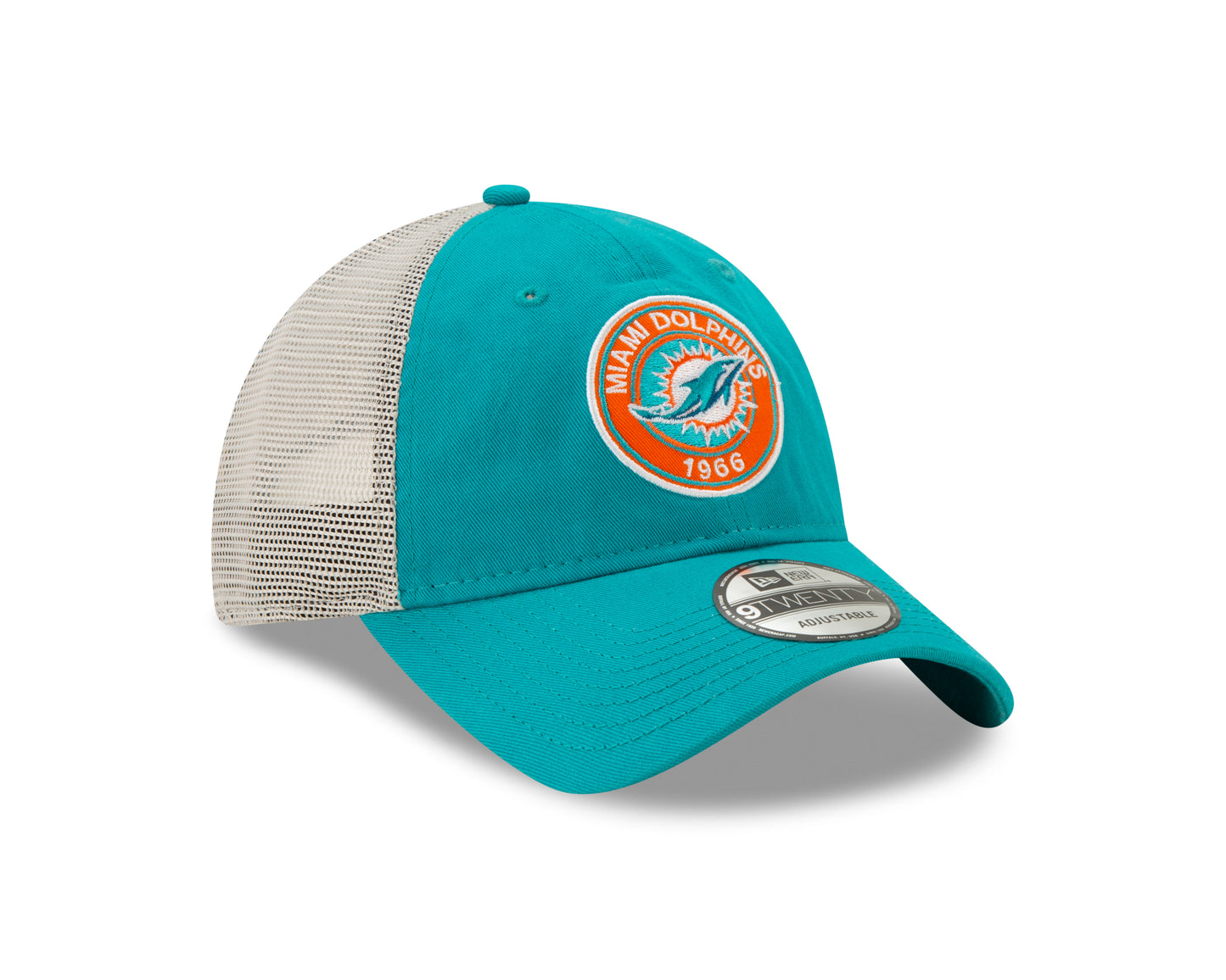 Miami Dolphins Established Circle Trucker Mesh 9TWENTY Adjustable Hat - Aqua