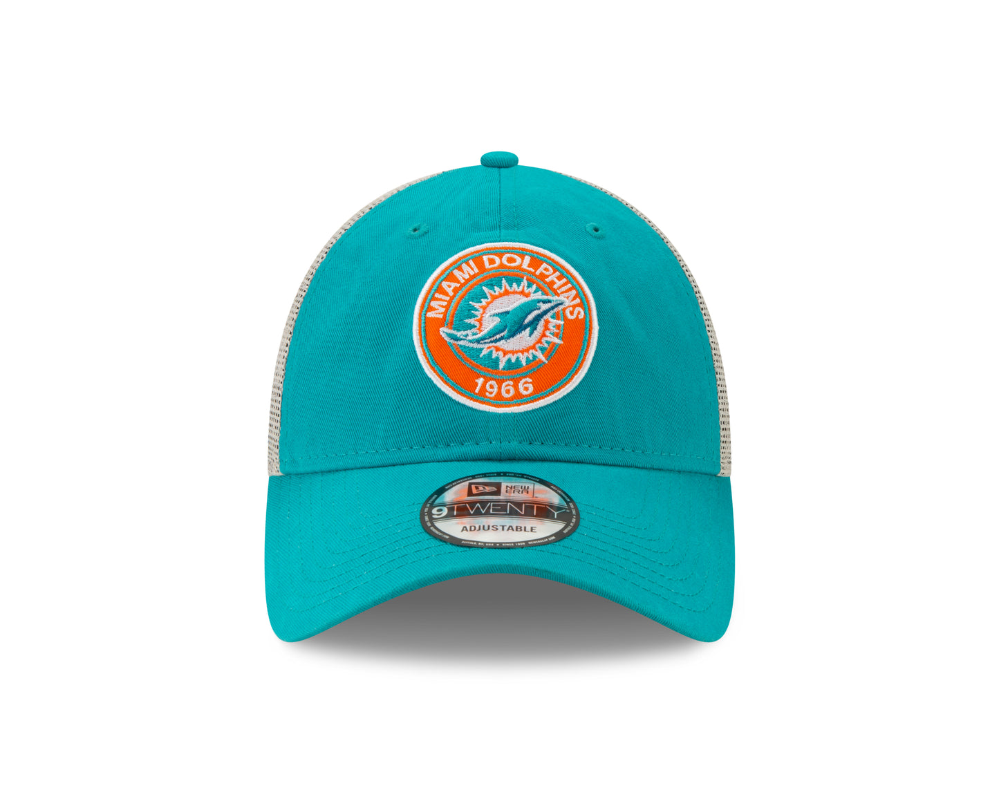 Miami Dolphins Established Circle Trucker Mesh 9TWENTY Adjustable Hat - Aqua