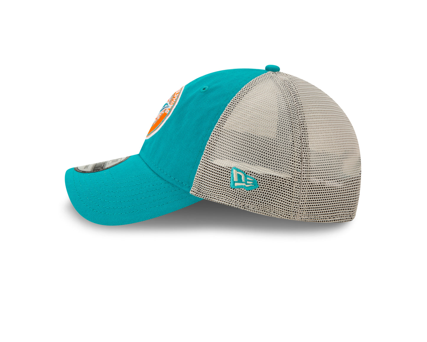Miami Dolphins Established Circle Trucker Mesh 9TWENTY Adjustable Hat - Aqua
