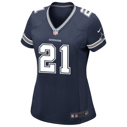Dallas Cowboys #21 Ezekiel Elliott Women's Game Jersey - Navy