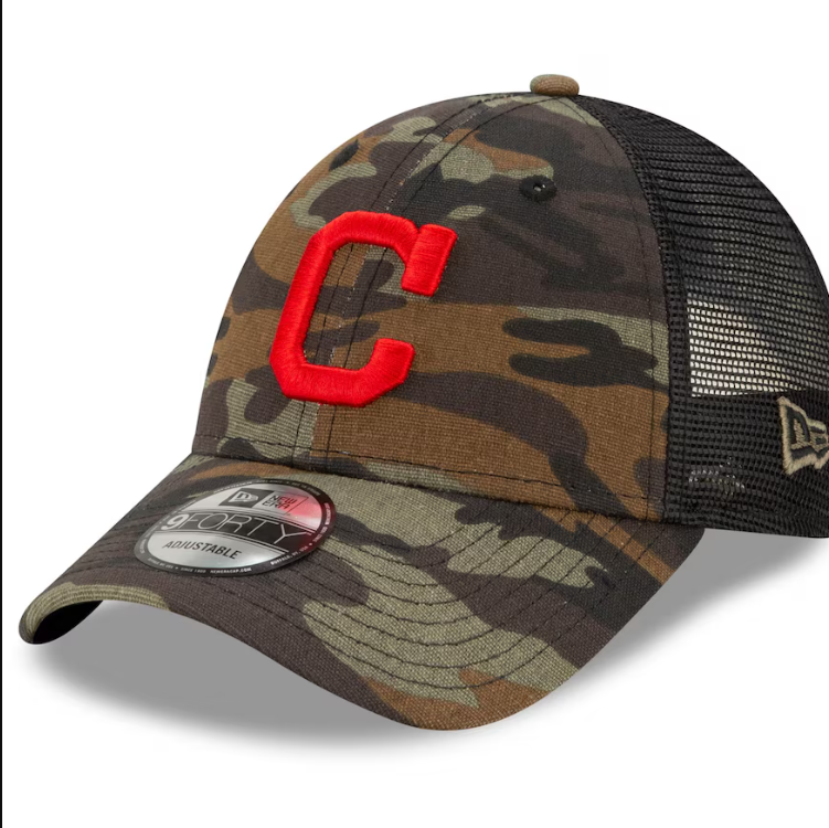 Cleveland Guardians New Era Camo 9FORTY Trucker Snapback Hat