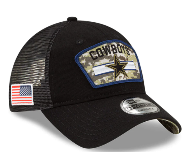 Dallas Cowboys New Era Salute to Service 9TWENTY Adjustable Hat - Black
