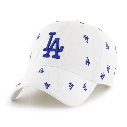Los Angeles Dodgers '47 White Confetti All Over Women's Clean Up Adjustable Hat