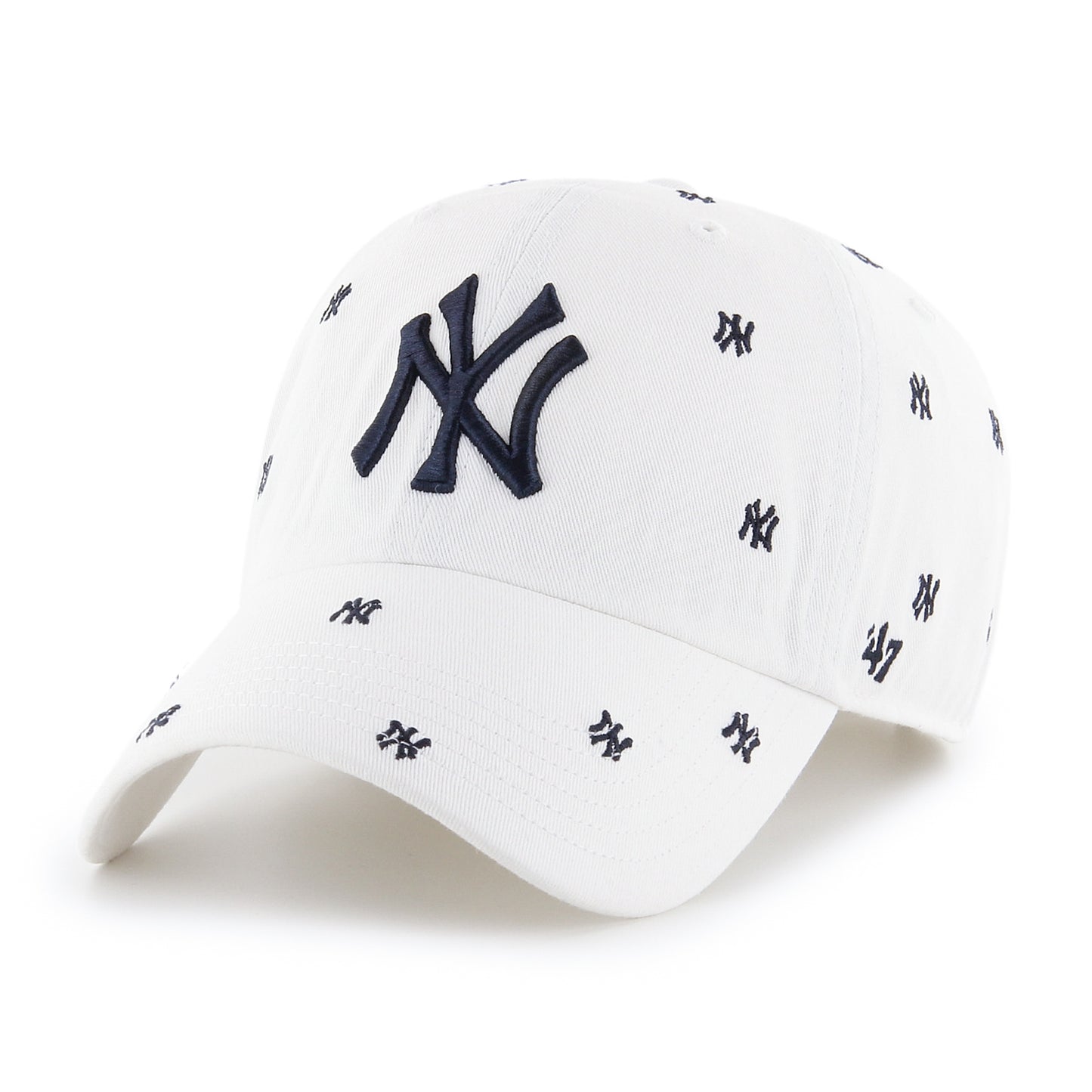 New York Yankees '47 White Confetti All Over Women's Clean Up Adjustable Hat