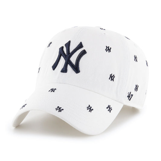 New York Yankees '47 White Confetti All Over Women's Clean Up Adjustable Hat
