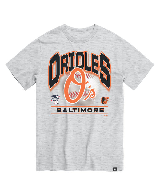 Baltimore Orioles '47 Brand Baseball Bunt Grey  Franklin T-Shirt