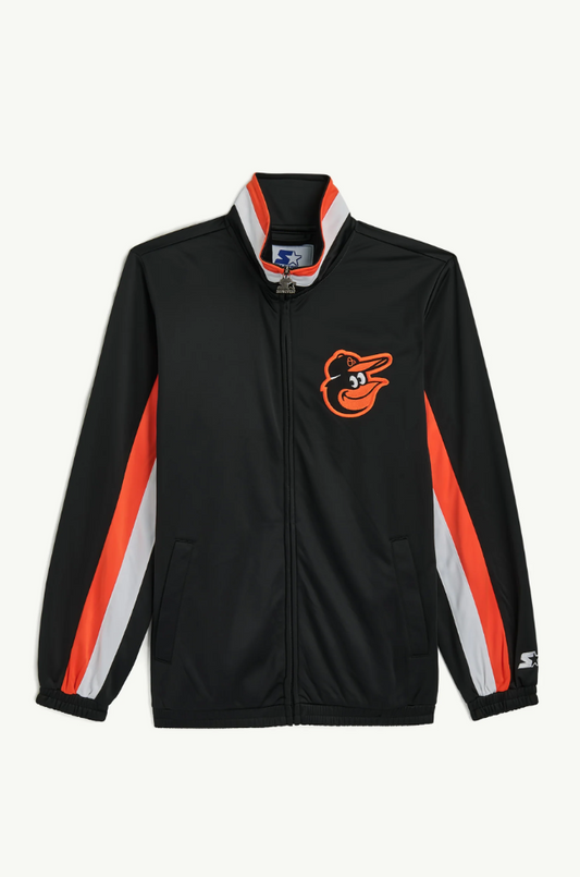 BALTIMORE ORIOLES STARTER BLACK REPLAY TRACK JACKET