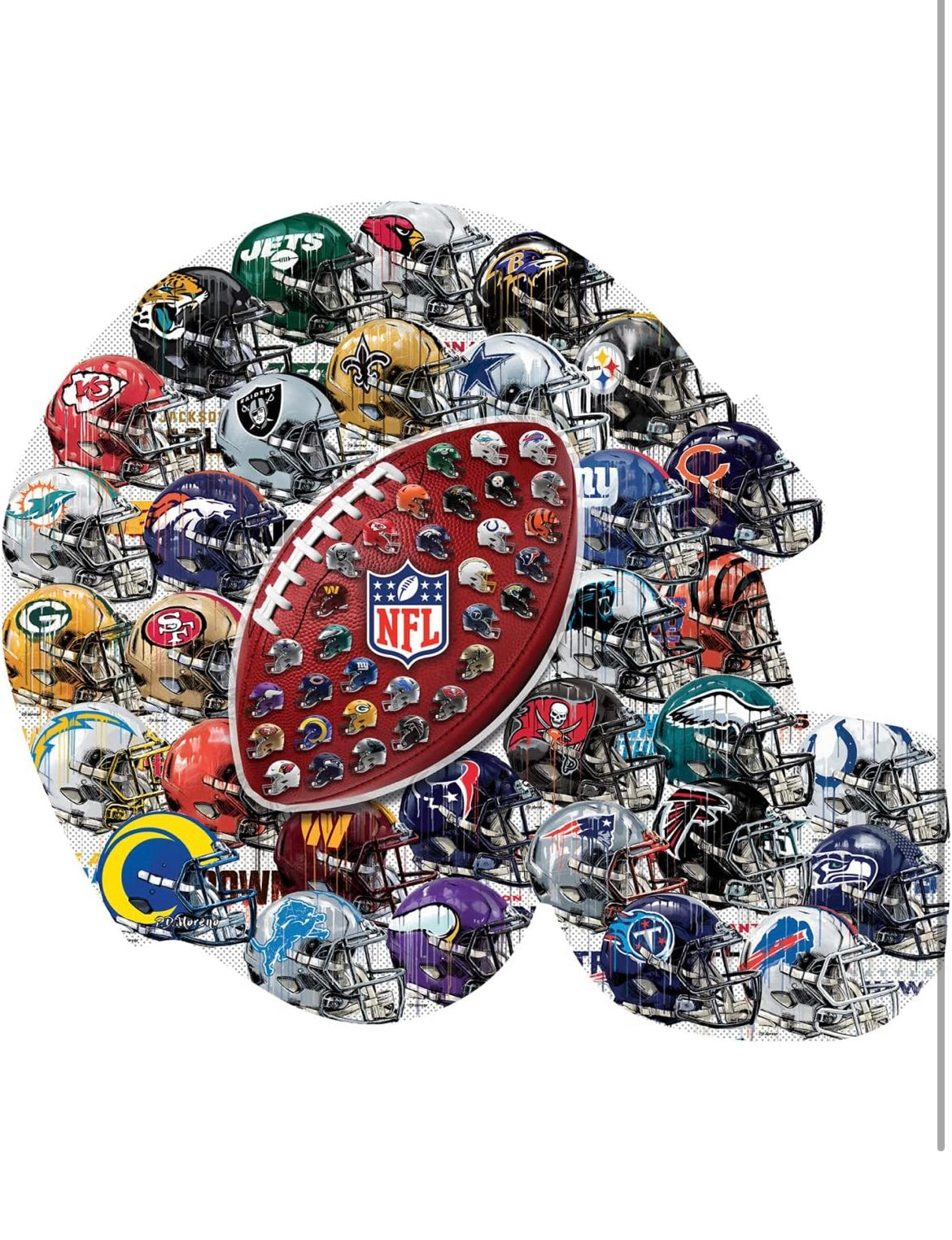 NFL - Helmet Drip Art Helmet 500 Piece Shaped Jigsaw Puzzle - Masterpiece Puzzle