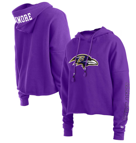 Baltimore Ravens New Era  Women's Purple Foil Sleeve Pullover Hoodie