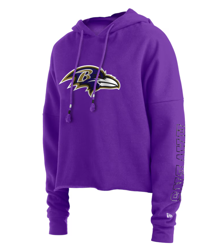 Baltimore Ravens New Era  Women's Purple Foil Sleeve Pullover Hoodie