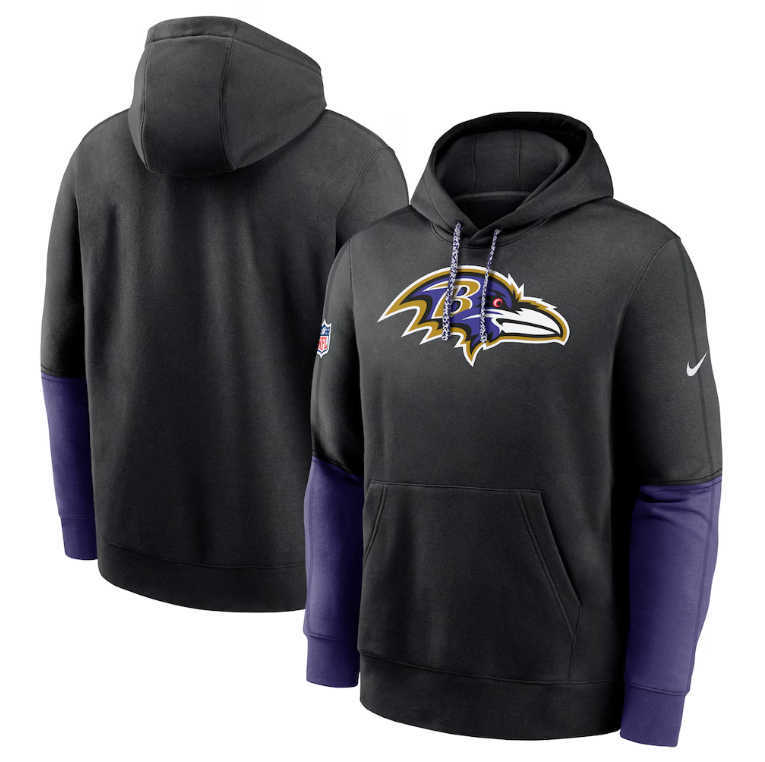 Baltimore Ravens Nike Black Purple  Sideline Club Team Issue Pullover Hoodie