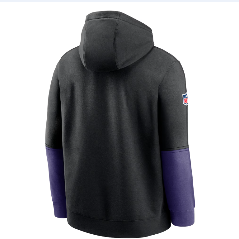 Baltimore Ravens Nike Black Purple  Sideline Club Team Issue Pullover Hoodie