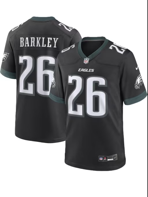 Philadelphia Eagles Nike #26 Saquon Barkley Youth Alternate Black Game Jersey