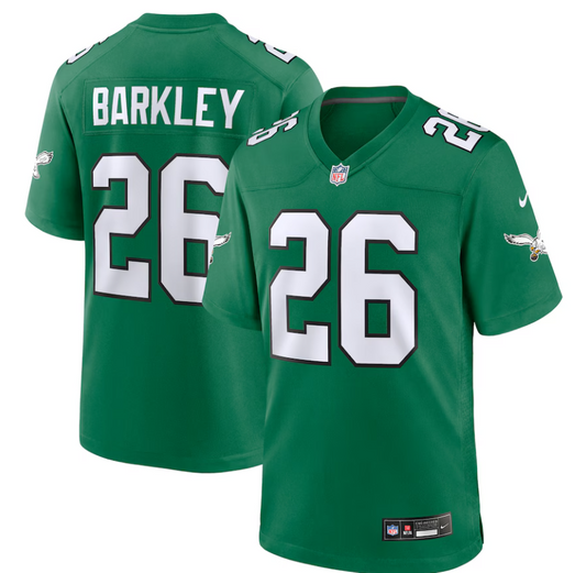 Philadelphia Eagles Nike #26 Saquon Barkley Youth Kelly Green Game Jersey