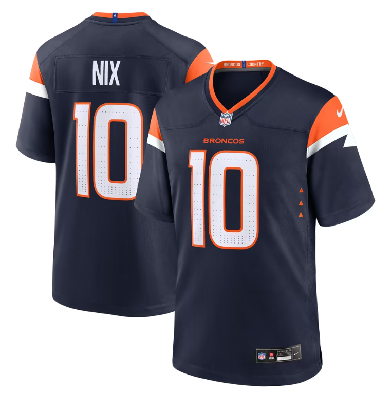 Denver Broncos Nike #10 Bo Nix Youth Game Jersey- Blue