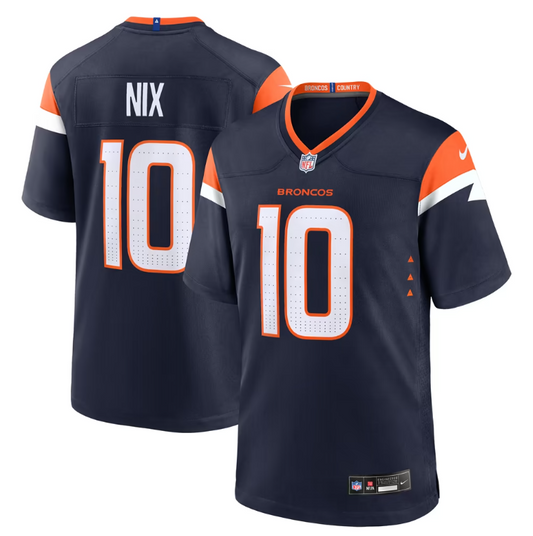 Denver Broncos Nike #10 Bo Nix Youth Game Jersey- Blue