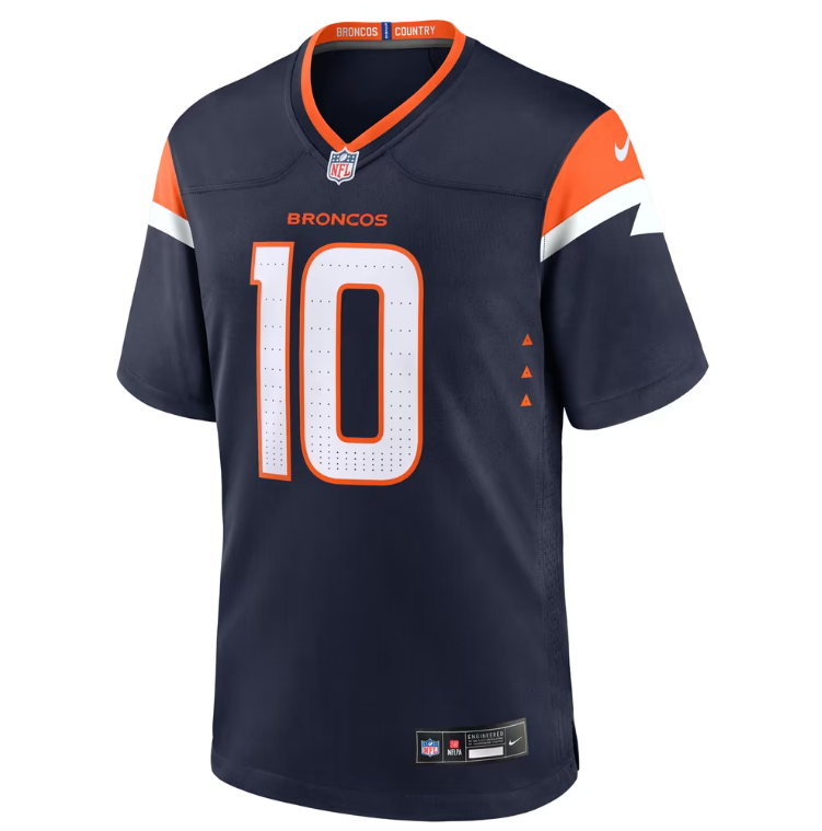 Denver Broncos Nike #10 Bo Nix Youth Game Jersey- Blue
