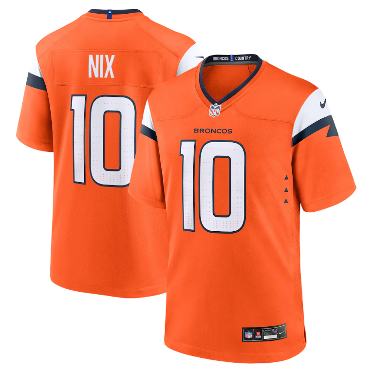 Denver Broncos Nike #10 Bo Nix Youth Game Jersey- Orange