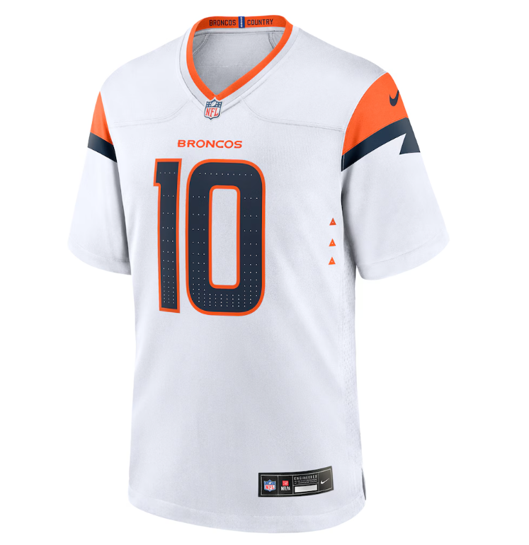 Denver Broncos Nike #10 Bo Nix Youth Game Jersey- White