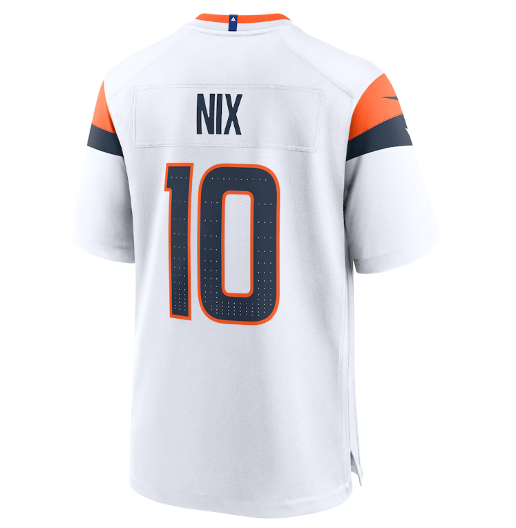 Denver Broncos Nike #10 Bo Nix Youth Game Jersey- White