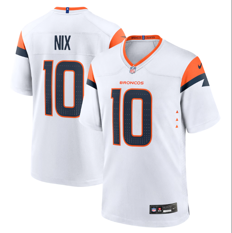 Denver Broncos Nike #10 Bo Nix Youth Game Jersey- White