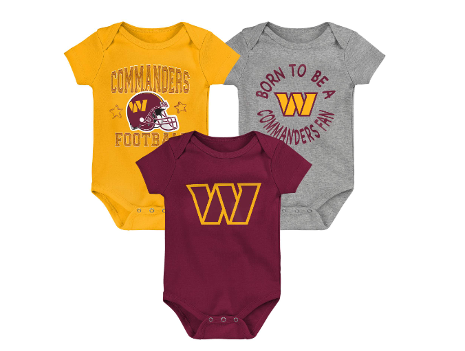 Washington Commanders Outerstuff Infant Born A Fan 3-Pack Creeper Bodysuit Set