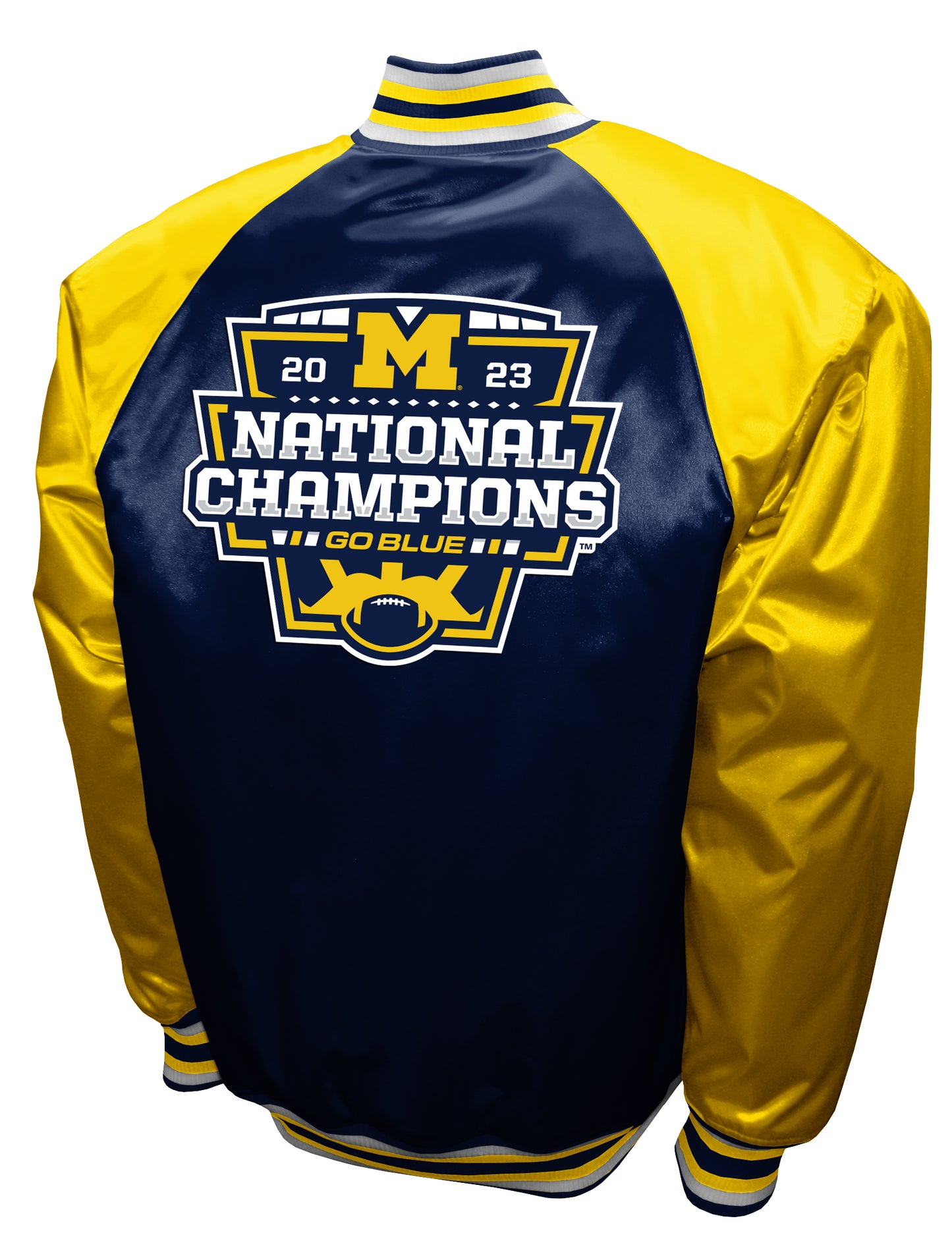 Michigan Wolverines 2023 National Champions Game Satin Full-Snap Jacket - Blue