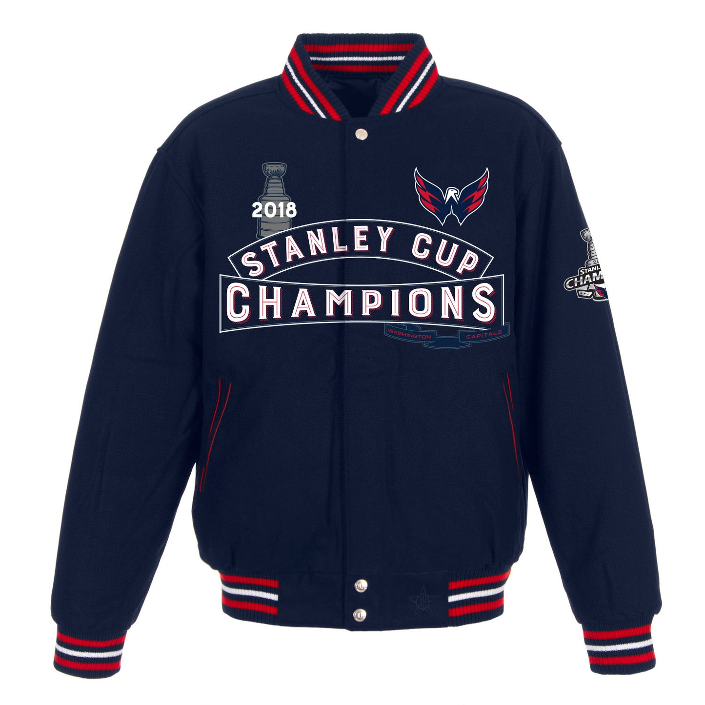 Washington Capitals JH Design Stanley Cup Champions All-Wool Reversible Jacket