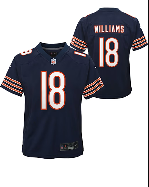 Chicago Bears Nike #18 Caleb Williams Youth Game Jersey -Navy
