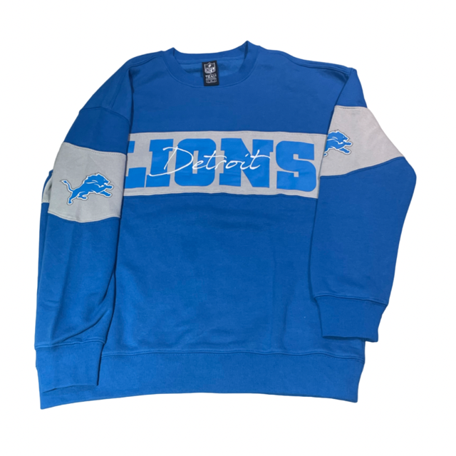 Detroit  Lions NFL Color Block Pullover Crew Neck Sweatshirt