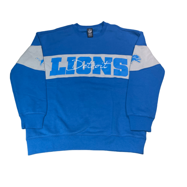 Detroit  Lions NFL Color Block Pullover Crew Neck Sweatshirt