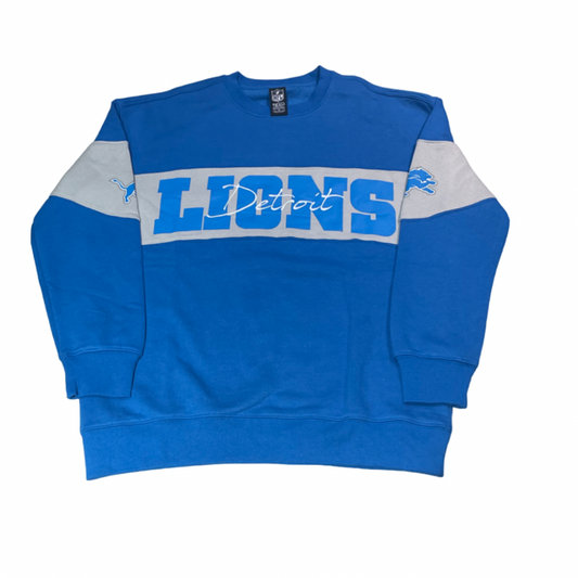 Detroit  Lions NFL Color Block Pullover Crew Neck Sweatshirt