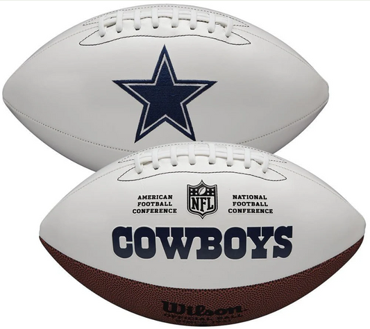 Dallas Cowboys Wilson NFL Live Signature Autograph White Panel Football - Deflated