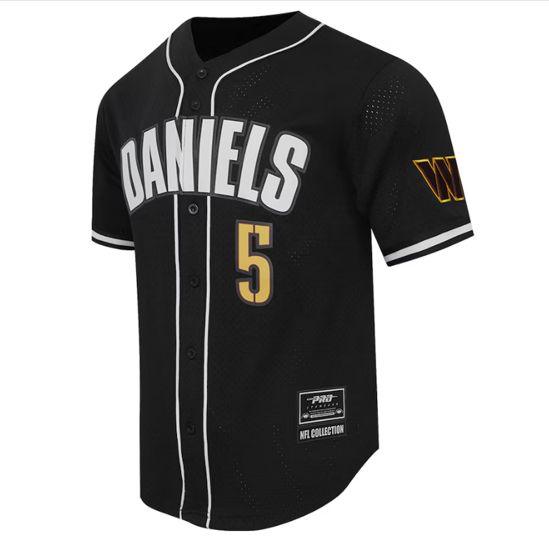 Washington Commanders Pro Standard Jayden Daniels Black Mesh Button-Up Baseball Jersey
