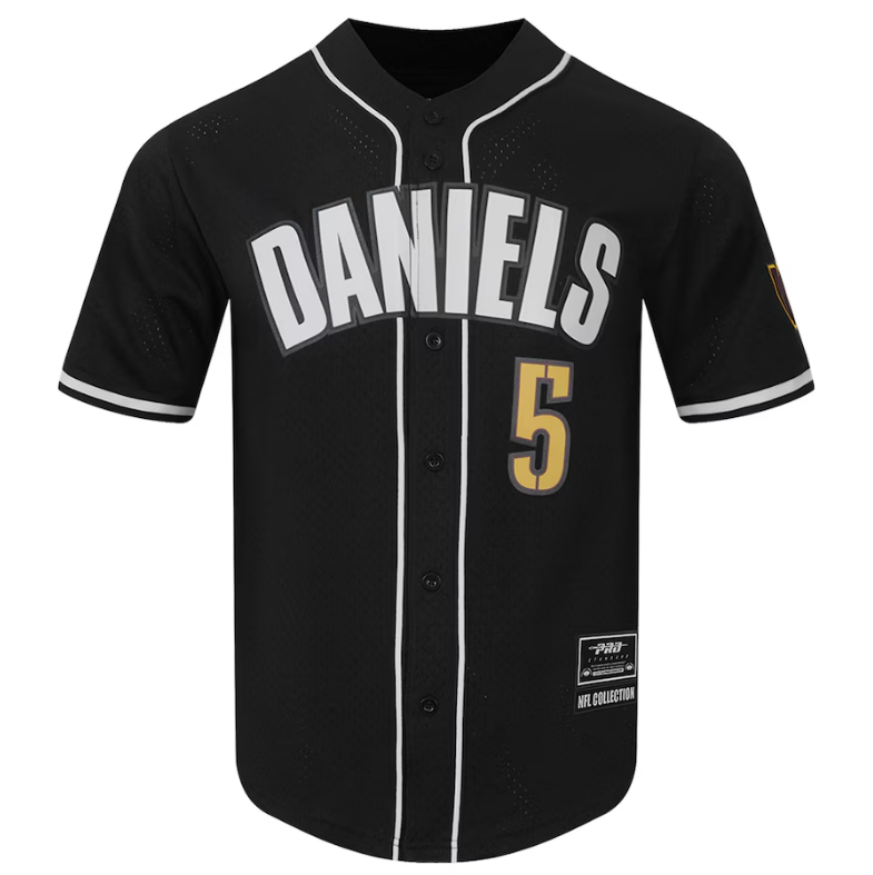 Washington Commanders Pro Standard Jayden Daniels Black Mesh Button-Up Baseball Jersey