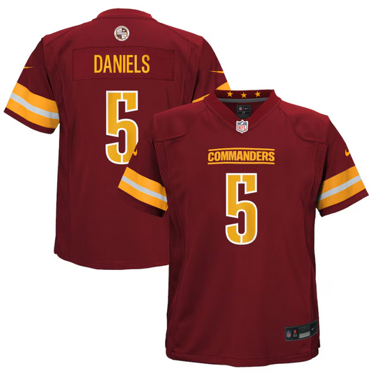 Washington Commanders #5 Jayden Daniels Pre-School Kids Nike Game Jersey- Burgundy
