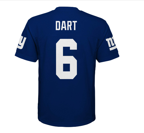 New York Giants Outerstuff #6 Jaxson Dart Youth Mid Tier Blue Jersey