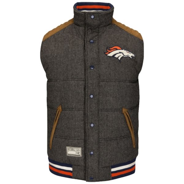 Denver Broncos Reversible Gray / Black Legacy Full Snap Puffer Vest By G-III