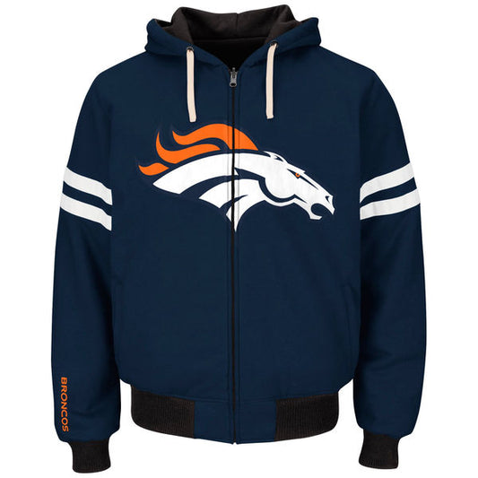 Denver Broncos Legend Reversable Hooded Mens Jacket - Navy / Black