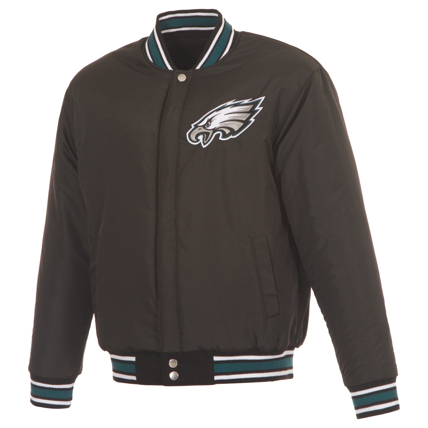 Philadelphia Eagles JH Design Reversible Wool Full Snap Jacket-Black